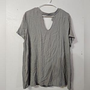 Janette Plus Gray Blouse With Keyhole Neck!